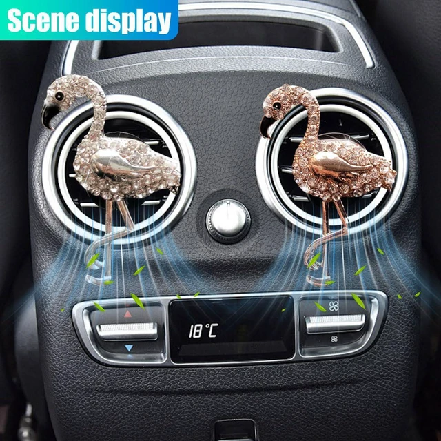 Alt view image 3 of 6 - 2PCS Bling Flamigo Car Air Vent Clip, Cute Car Accessory for Women | Crystal Rhinestone Auto Air Conditioning Outlet Clip, Adorable Animal Car Interior Decoration, Universal for Most Vehicles