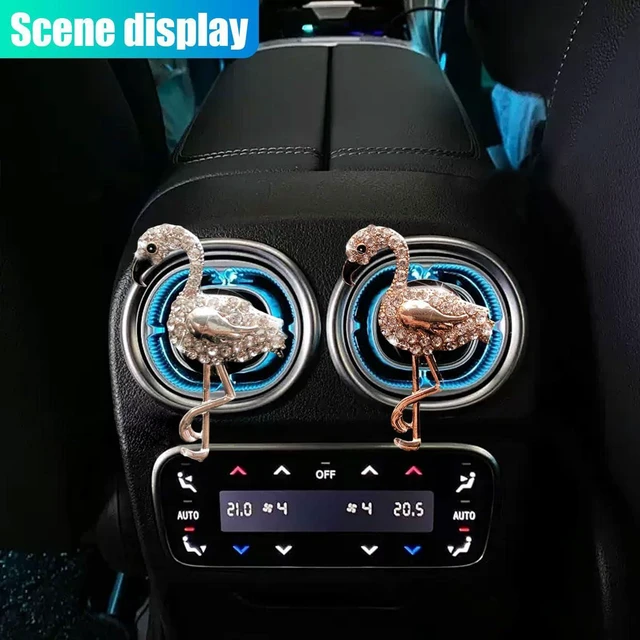 Alt view image 4 of 6 - 2PCS Bling Flamigo Car Air Vent Clip, Cute Car Accessory for Women | Crystal Rhinestone Auto Air Conditioning Outlet Clip, Adorable Animal Car Interior Decoration, Universal for Most Vehicles