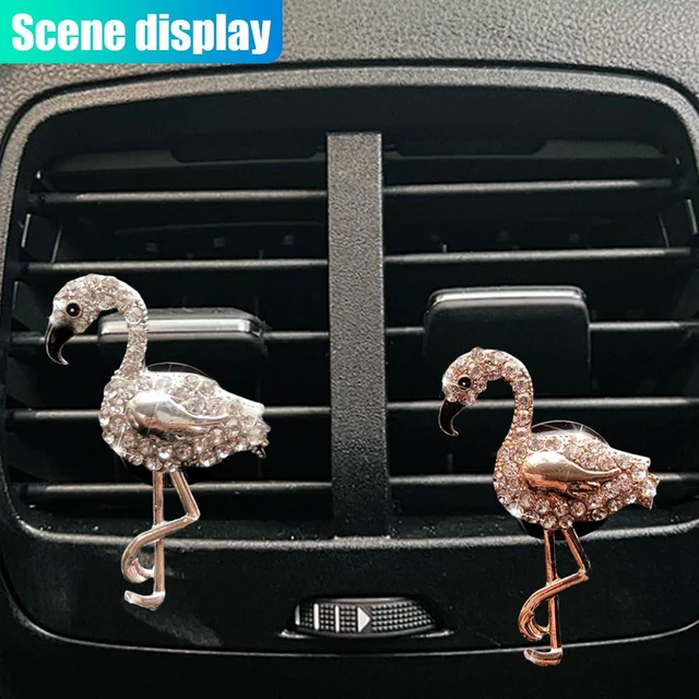 Alt view image 5 of 6 - 2PCS Bling Flamigo Car Air Vent Clip, Cute Car Accessory for Women | Crystal Rhinestone Auto Air Conditioning Outlet Clip, Adorable Animal Car Interior Decoration, Universal for Most Vehicles