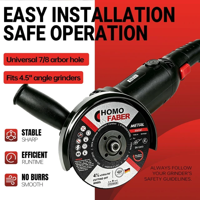 Alt view image 2 of 6 - 10 Pack 4-1/2" Cut Off Wheels, 7/8" Arbor Metal Cutting Discs | 3/64" Ultra-Thin Design, Fast Clean Cut, Fits Most 4.5" Angle Grinders, Heavy Duty for Steel, Iron & Metal Pipe