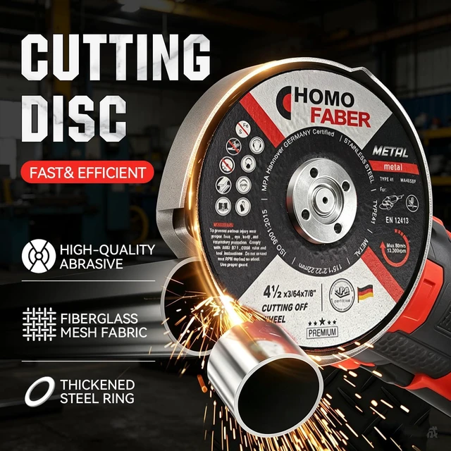 Alt view image 4 of 6 - 10 Pack 4-1/2" Cut Off Wheels, 7/8" Arbor Metal Cutting Discs | 3/64" Ultra-Thin Design, Fast Clean Cut, Fits Most 4.5" Angle Grinders, Heavy Duty for Steel, Iron & Metal Pipe