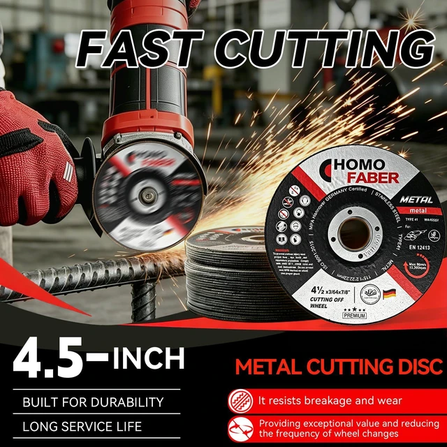 Alt view image 6 of 6 - 10 Pack 4-1/2" Cut Off Wheels, 7/8" Arbor Metal Cutting Discs | 3/64" Ultra-Thin Design, Fast Clean Cut, Fits Most 4.5" Angle Grinders, Heavy Duty for Steel, Iron & Metal Pipe