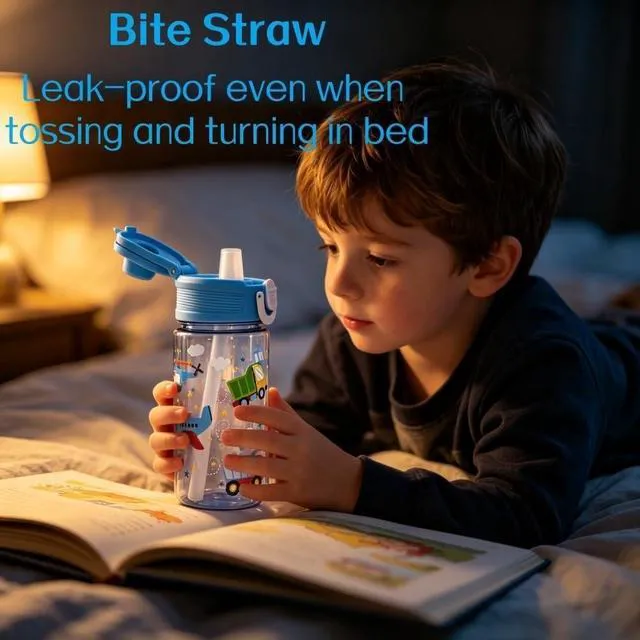 Alt view image 2 of 6 - Leak Proof Kids Water Bottle, Boys, Car Water Bottle, 13oz | Sturdy and Drop-resistant, with Handle, BPA Free, Dishwasher Safe, Perfect for School, Travel, and Home