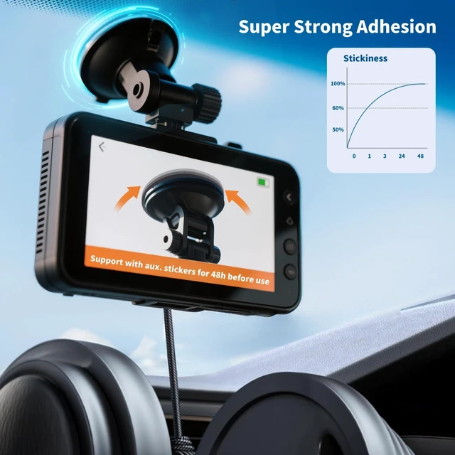 Alt view image 2 of 7 - Pads, 4Pcs 248°F Heat Resistant Double Sided Tape, Windshield | 2.2" Round Black Adhesive Circles, Strong Mounting Grip for Dash Cam, Home Office Use for Socket Picture Frame & DIY Crafts