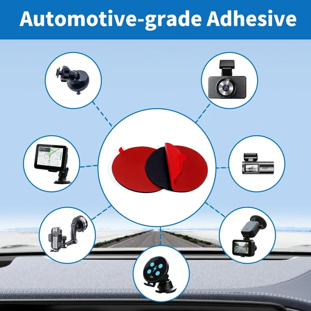 Alt view image 4 of 7 - Pads, 4Pcs 248°F Heat Resistant Double Sided Tape, Windshield | 2.2" Round Black Adhesive Circles, Strong Mounting Grip for Dash Cam, Home Office Use for Socket Picture Frame & DIY Crafts