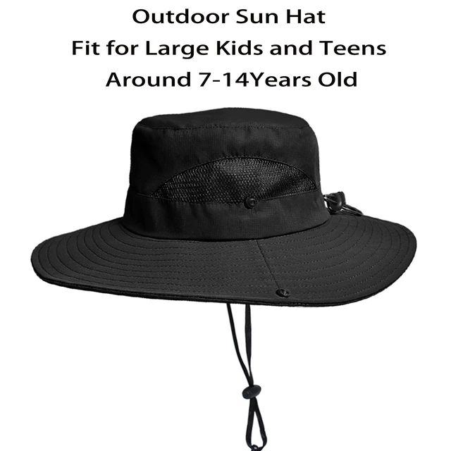 Alt view image 3 of 5 - Mesh-Fishing-Hat Summer Boy-Girls Sun-Hat Wide-Brim Safari-Hat for 7-14Years Older