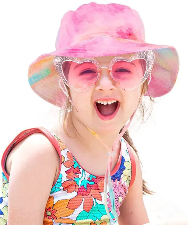Main image of Sun Hat Toddler Bucket Hat Boys Girls UPF 50+ Outdoor Summer Beach Hats Adjustable Wide Brim Fishing Safari Hat,Macaroon 6-10 Years