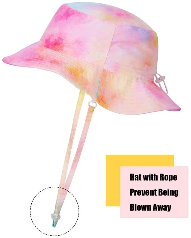 Alt view image 3 of 5 - Sun Hat Toddler Bucket Hat Boys Girls UPF 50+ Outdoor Summer Beach Hats Adjustable Wide Brim Fishing Safari Hat,Macaroon 6-10 Years