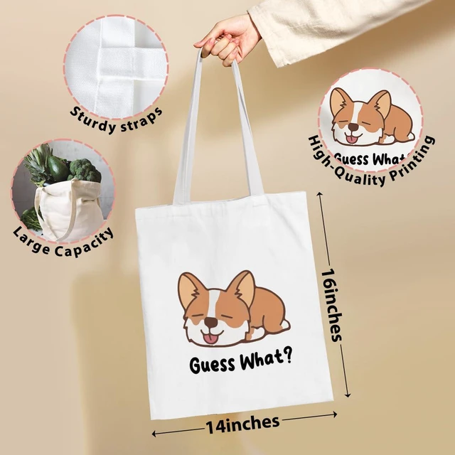 Alt view image 4 of 6 - Cute Puppy Dog Mom Gifts for Women Girls Daughter Pet Owner Appreciation Birthday Christmas Puppy Dog Supplies Accessories Funny Canvas Tote Bag Reusable Grocery Bags Canvas Beach Tote for Gym