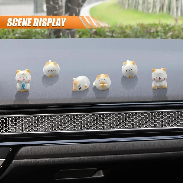 Alt view image 3 of 6 - 6PCS Cute Cats Car Dashboard Decorations, Mini Resin Cat Figurines Car Rear View Mirror Accessories, Center Console Decoration Vehicle Interior Ornament for Home Office Desk (Cat)