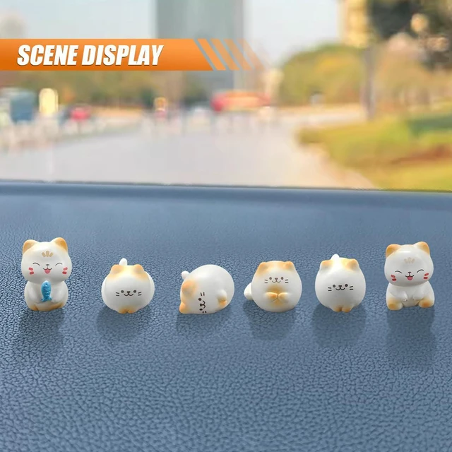 Alt view image 4 of 6 - 6PCS Cute Cats Car Dashboard Decorations, Mini Resin Cat Figurines Car Rear View Mirror Accessories, Center Console Decoration Vehicle Interior Ornament for Home Office Desk (Cat)