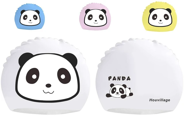 Main image of Swim Cap&Goggle, Fun Swimming Cap&Goggle for Kids & Toddlers,High Elastic Silicone Waterproof Swim Cap with Anti-Fog Goggle Set for Children, Boys, Girls Age 3-12,Lovely Cute Cartoon (White)