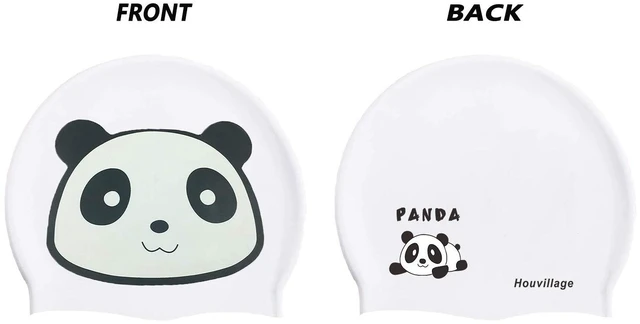 Alt view image 2 of 6 - Swim Cap&Goggle, Fun Swimming Cap&Goggle for Kids & Toddlers,High Elastic Silicone Waterproof Swim Cap with Anti-Fog Goggle Set for Children, Boys, Girls Age 3-12,Lovely Cute Cartoon (White)