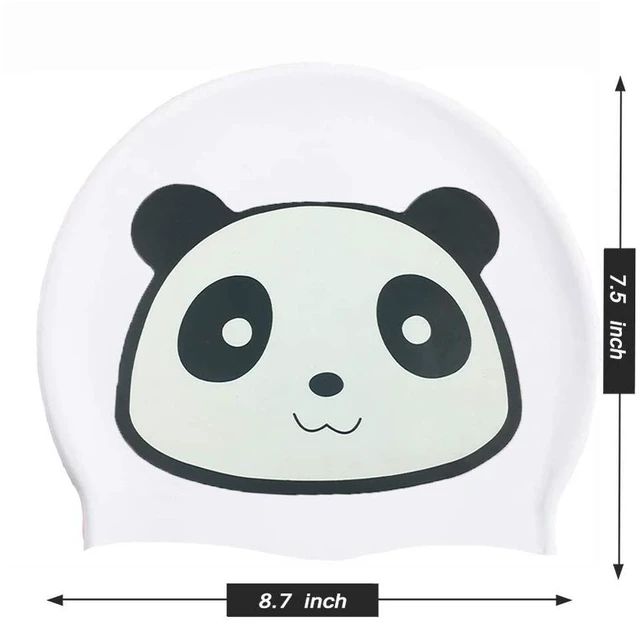 Alt view image 6 of 6 - Swim Cap&Goggle, Fun Swimming Cap&Goggle for Kids & Toddlers,High Elastic Silicone Waterproof Swim Cap with Anti-Fog Goggle Set for Children, Boys, Girls Age 3-12,Lovely Cute Cartoon (White)