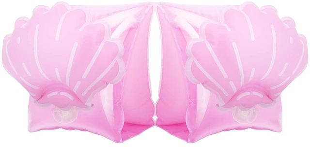 Main image of Kids Inflatable Arm Bands, Water Wings 3-6 Up to 55lbs Scallop Pink