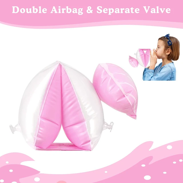 Alt view image 4 of 7 - Kids Inflatable Arm Bands, Water Wings 3-6 Up to 55lbs Scallop Pink