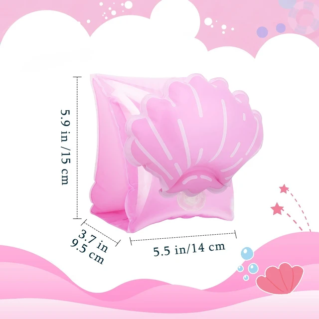 Alt view image 6 of 7 - Kids Inflatable Arm Bands, Water Wings 3-6 Up to 55lbs Scallop Pink