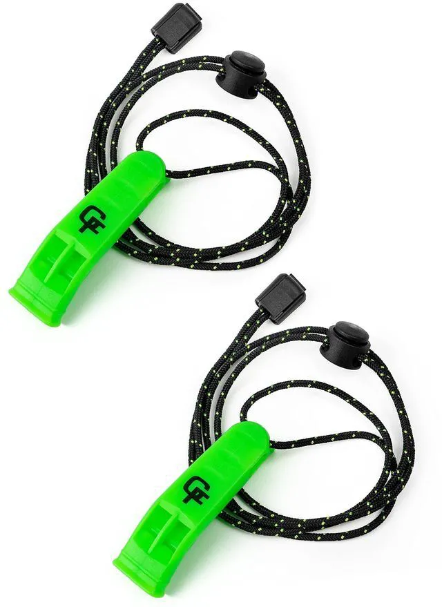 Main image of Emergency Whistles 2 Pack, Loud Safety Survival Waterproof Signal | Gradient Fitness Dual-Chamber 120 dB Marine Alert Whistle with Reflective Lanyard, Floats in Water, Hiking, Camping Essential