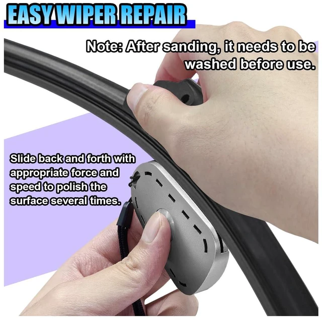 Alt view image 5 of 6 - Car Windshield Wiper Repair Tool - Portable Double Sided Wiper Strip Restorer Car Windshield Wiper Regroover Tool - Windscreen Wiper Blade Cutter Cleaning Tools for Most Cars (Sliver)
