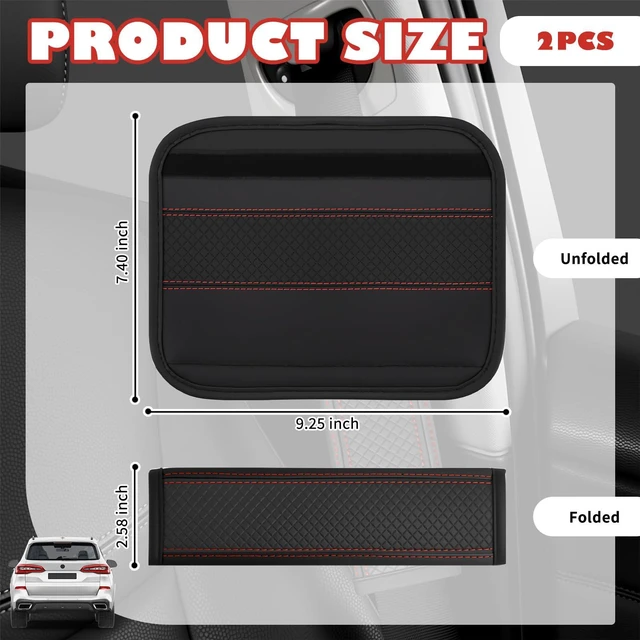 Alt view image 2 of 7 - 2PCS Leather Car Seat Belt Cover Pad,Stylish Seatbelt Covers with Diamond-Patterned Designs,Comfortable & Breathable Car Seat Strap Pads for Neck & Shoulder Pain Relief (Black Red/2PCS)