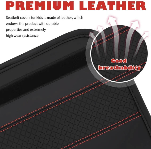 Alt view image 5 of 7 - 2PCS Leather Car Seat Belt Cover Pad,Stylish Seatbelt Covers with Diamond-Patterned Designs,Comfortable & Breathable Car Seat Strap Pads for Neck & Shoulder Pain Relief (Black Red/2PCS)