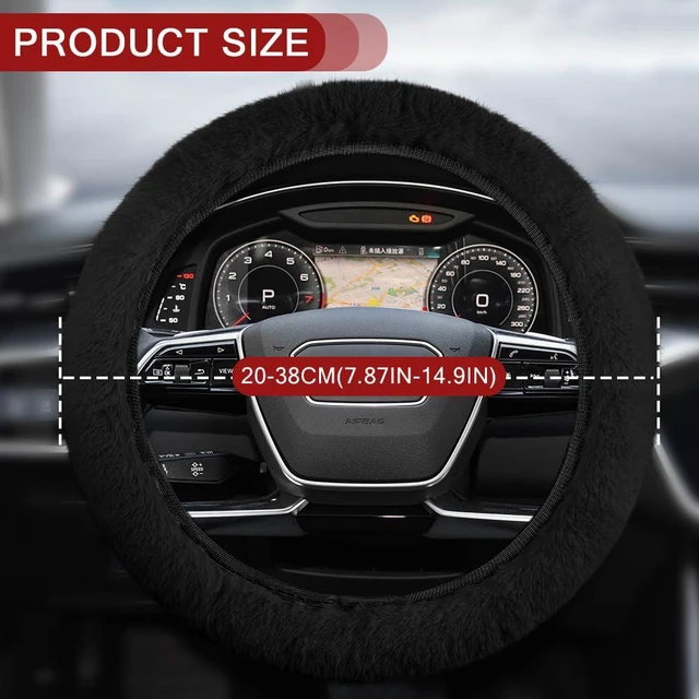 Alt view image 2 of 7 - Fuzzy Car Steering Wheel Cover, Rabbit Fur Imitation Car Steering Wheel Protector, Elastic Fluffy Wheel Covers for Winter Warm, Universal Auto Decoration Accessories for Women Men (Black)