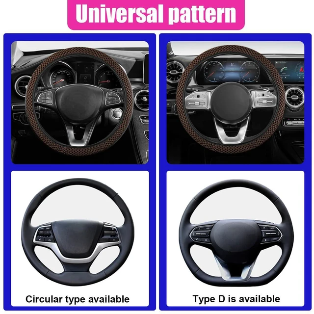Alt view image 4 of 6 - Elastic Stretch Steering Wheel Cover, Anti-Slip, 15inch, Coffee | Microfiber Odorless Breathable Ice Silk Car Steering Wheel Protector, Easy Carry, Warm in Winter & Cool in Summer