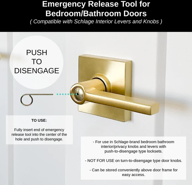 Alt view image 2 of 5 - Schlage M504-271 Interior Bedroom Bathroom Emergency Door Lock Key Pin 5 Pack