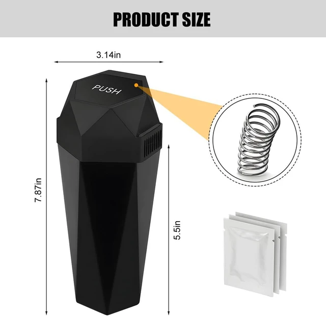 Alt view image 2 of 6 - Car Trash Can with Lid, Mini Leakproof Fragrance Vehicle Cup Holder Garbage Bin for Console Door, Small Portable Auto Interior Dustbin Organizer Accessories, Universal Fit (Black)