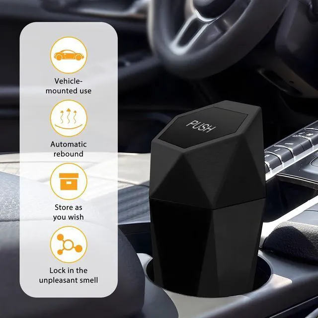 Alt view image 3 of 6 - Car Trash Can with Lid, Mini Leakproof Fragrance Vehicle Cup Holder Garbage Bin for Console Door, Small Portable Auto Interior Dustbin Organizer Accessories, Universal Fit (Black)
