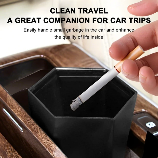 Alt view image 4 of 6 - Car Trash Can with Lid, Mini Leakproof Fragrance Vehicle Cup Holder Garbage Bin for Console Door, Small Portable Auto Interior Dustbin Organizer Accessories, Universal Fit (Black)
