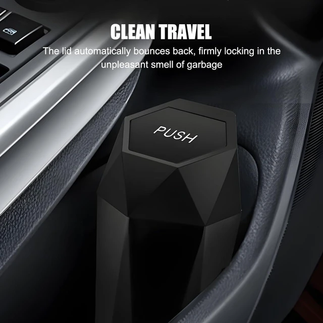 Alt view image 5 of 6 - Car Trash Can with Lid, Mini Leakproof Fragrance Vehicle Cup Holder Garbage Bin for Console Door, Small Portable Auto Interior Dustbin Organizer Accessories, Universal Fit (Black)