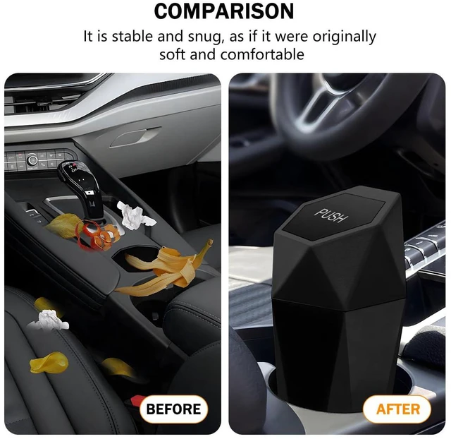 Alt view image 6 of 6 - Car Trash Can with Lid, Mini Leakproof Fragrance Vehicle Cup Holder Garbage Bin for Console Door, Small Portable Auto Interior Dustbin Organizer Accessories, Universal Fit (Black)