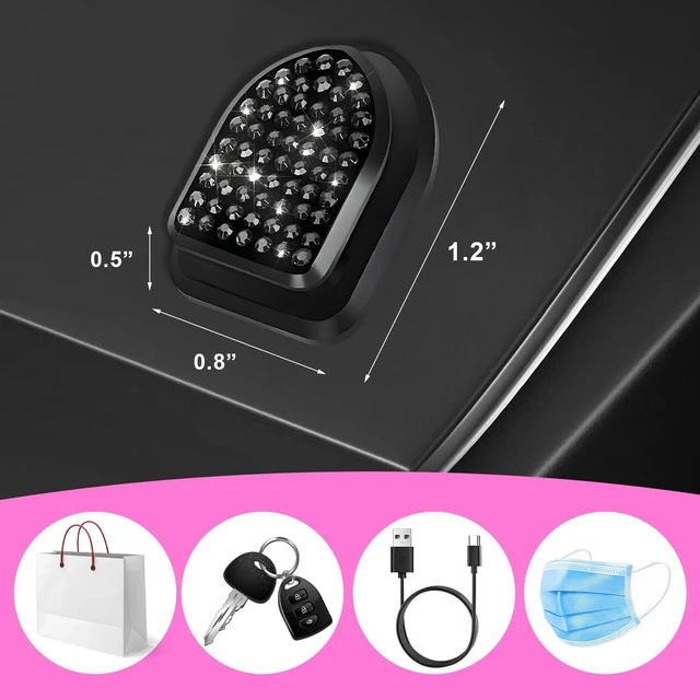 Alt view image 2 of 6 - 4 PCS Bling Car Mini Hooks, Sparkling Rhinestone Auto Back Seat Hanging Hook Interior Organizer, Multifunctional Crystal Vehicle Dashboard Hangers for Cable Hat Coat Key (Black)
