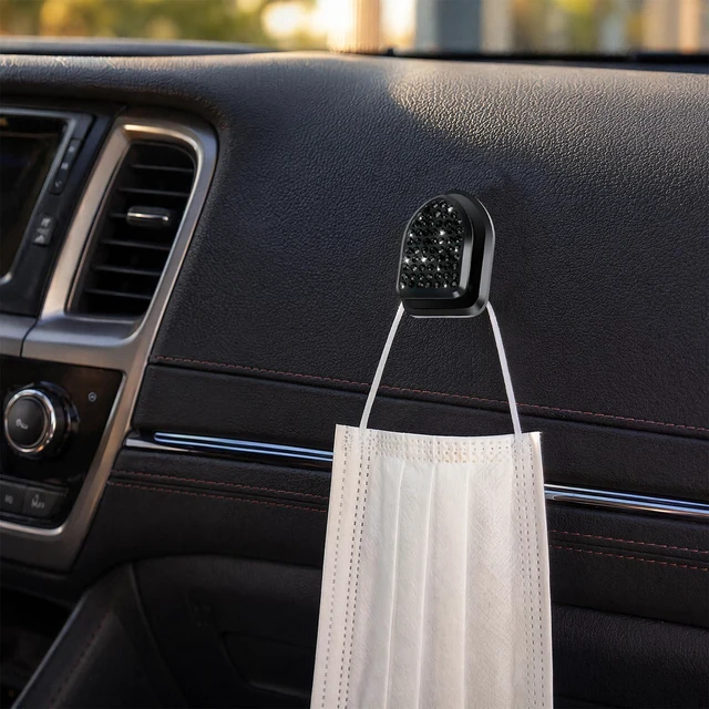 Alt view image 6 of 6 - 4 PCS Bling Car Mini Hooks, Sparkling Rhinestone Auto Back Seat Hanging Hook Interior Organizer, Multifunctional Crystal Vehicle Dashboard Hangers for Cable Hat Coat Key (Black)