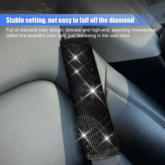 Alt view image 4 of 6 - 2PCS Bling Car Seat Belt Covers, Rhinestone Crystal Vehicle Seat Strap Cushion, Glitter Car Seatbelt Shoulder Protection Pad, Auto Interior Decoration Accessory for Cars, Trucks (Black)