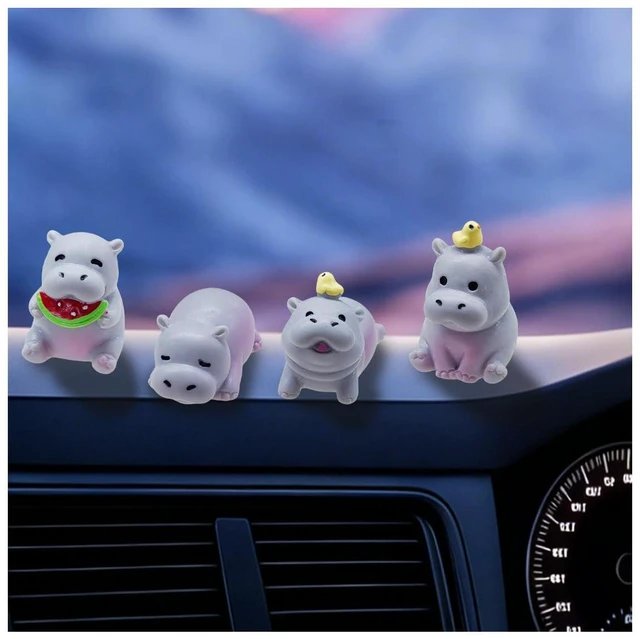 Main image of 4PCS Mini Hippo Car Dashboard Decorations, Cute Resin Hippo Figurines, Waterproof Self-Adhesive Auto Interior Ornaments, Lovely Animal Decor for Car Home Office (White)