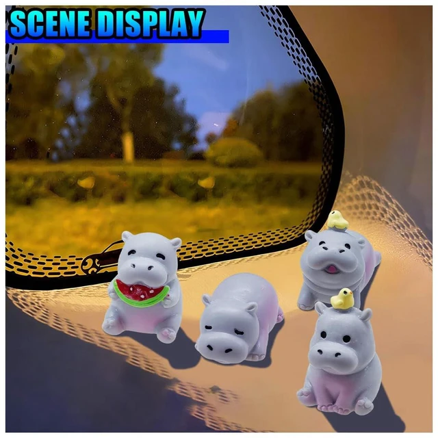 Alt view image 4 of 6 - 4PCS Mini Hippo Car Dashboard Decorations, Cute Resin Hippo Figurines, Waterproof Self-Adhesive Auto Interior Ornaments, Lovely Animal Decor for Car Home Office (White)