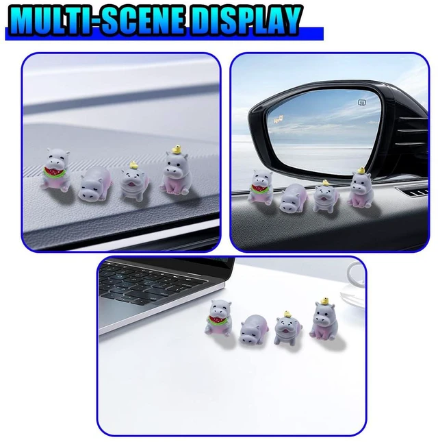 Alt view image 6 of 6 - 4PCS Mini Hippo Car Dashboard Decorations, Cute Resin Hippo Figurines, Waterproof Self-Adhesive Auto Interior Ornaments, Lovely Animal Decor for Car Home Office (White)
