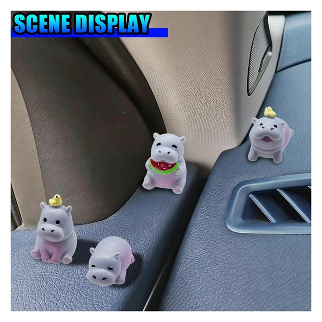 Alt view image 5 of 6 - 4PCS Mini Hippo Car Dashboard Decorations, Cute Resin Hippo Figurines, Waterproof Self-Adhesive Auto Interior Ornaments, Lovely Animal Decor for Car Home Office (White)