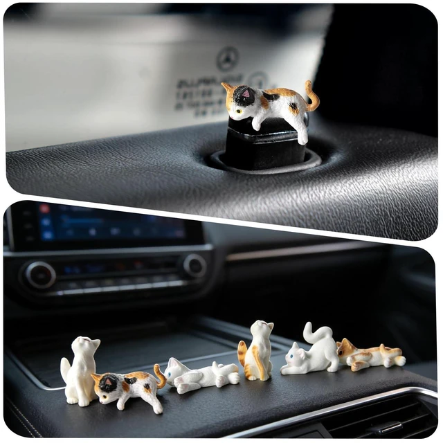 Alt view image 5 of 7 - Cute Cat Dashboard Decor Set of 6 - Mini Resin Car Interior Accessories, Funny Rearview Mirror Ornament & Kawaii Desk Decor for Boys girls, Universal Vehicle Car Decorative Gift (Style 3)