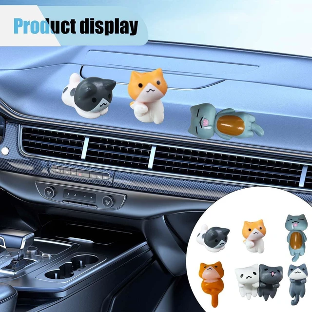Alt view image 6 of 6 - 6PCS Car Cute Cat Decorations, Fun Car Rear View Mirror Ornaments, Cat Figurines Set Dashboard Decorations, Universal Auto Interior Accessories for Vehicle Home Desk Office (6PCS)