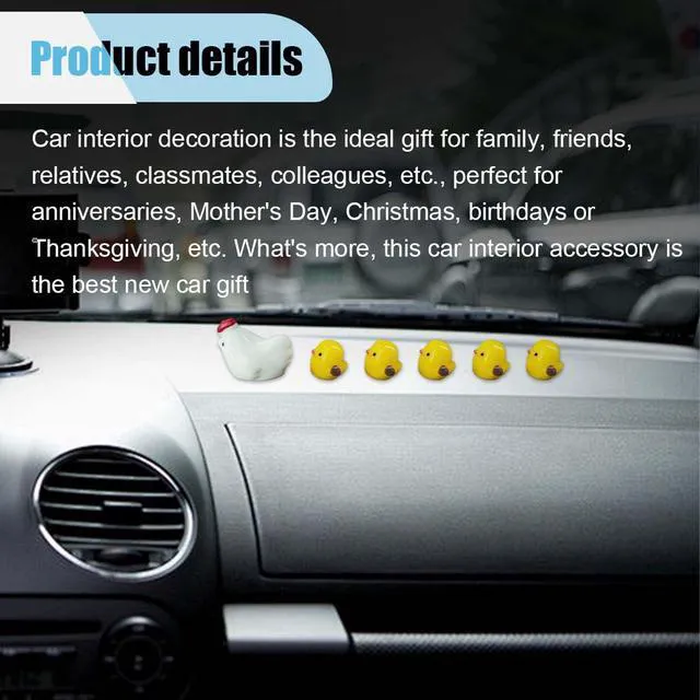 Alt view image 4 of 6 - 6PCS Mini Chickens Car Dashboard Decorations, Funny Car Rearview Mirror Ornaments, Cute Hen Chicks Dashboard Accessories, Automotive Interior Decoration for Home Office Garden (6PCS)