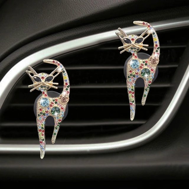 Main image of 2PCS Car Vent Clips, Bling Cat Air Conditioning Outlet Clip, Crystal Rhinestone Auto Diffuser Perfume Clip, Cute Car Accessories for Women, Vehicle Interior Decoration (Colorful)