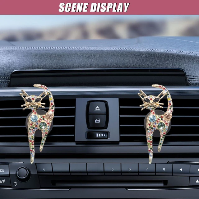 Alt view image 5 of 6 - 2PCS Car Vent Clips, Bling Cat Air Conditioning Outlet Clip, Crystal Rhinestone Auto Diffuser Perfume Clip, Cute Car Accessories for Women, Vehicle Interior Decoration (Colorful)