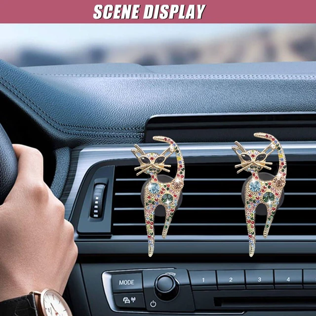 Alt view image 6 of 6 - 2PCS Car Vent Clips, Bling Cat Air Conditioning Outlet Clip, Crystal Rhinestone Auto Diffuser Perfume Clip, Cute Car Accessories for Women, Vehicle Interior Decoration (Colorful)
