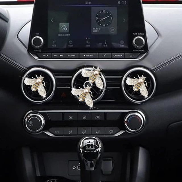 Alt view image 2 of 7 - Shiny Bee Vent Clips, Crystal Bee Car Air Freshener Vent Clip Car Bling Interior Decoration Rhinestone Cars Bling Accessories Aroma Diffusers