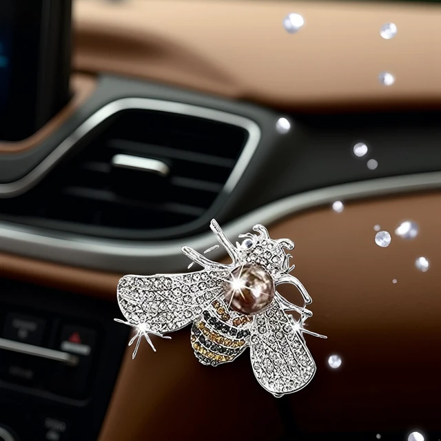 Alt view image 3 of 7 - Shiny Bee Vent Clips, Crystal Bee Car Air Freshener Vent Clip Car Bling Interior Decoration Rhinestone Cars Bling Accessories Aroma Diffusers