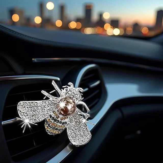 Alt view image 5 of 7 - Shiny Bee Vent Clips, Crystal Bee Car Air Freshener Vent Clip Car Bling Interior Decoration Rhinestone Cars Bling Accessories Aroma Diffusers