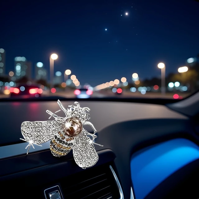 Alt view image 6 of 7 - Shiny Bee Vent Clips, Crystal Bee Car Air Freshener Vent Clip Car Bling Interior Decoration Rhinestone Cars Bling Accessories Aroma Diffusers